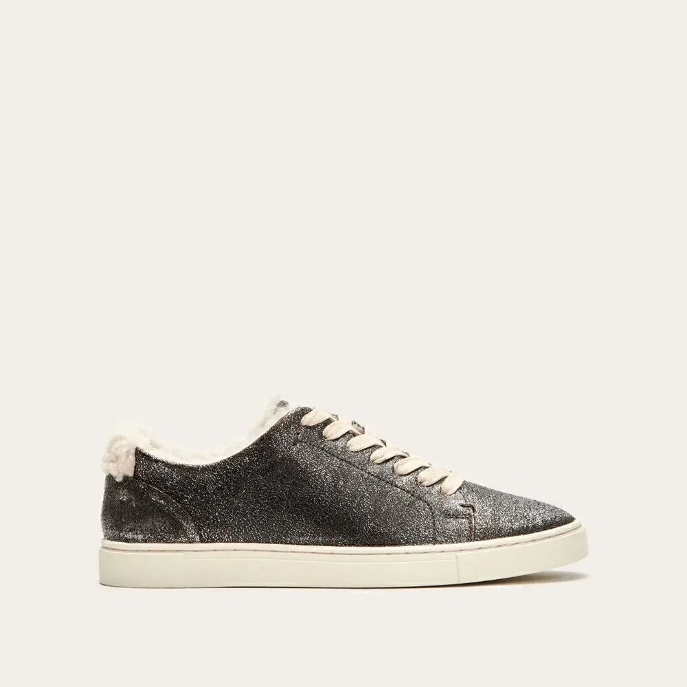 FRYE Ivy Shearling Low Lace In Anthracite, Size 8.5